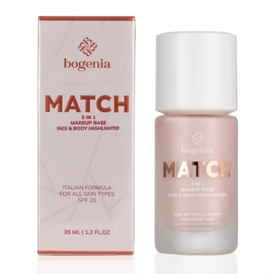 База-хайлайтер під макіяж MATCH 3in1 Makeup Base, Face&Body Highlighter Bogenia BG613